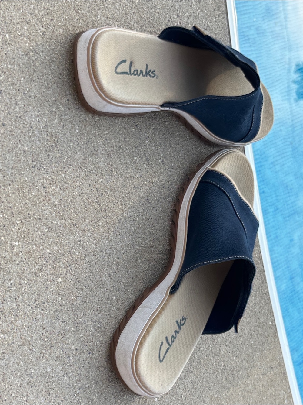 Clark’s Comfort Canvas Slip On Velcro Navy Slip-On Cushioned Sandals 9 9.5 10 - Picture 11 of 14